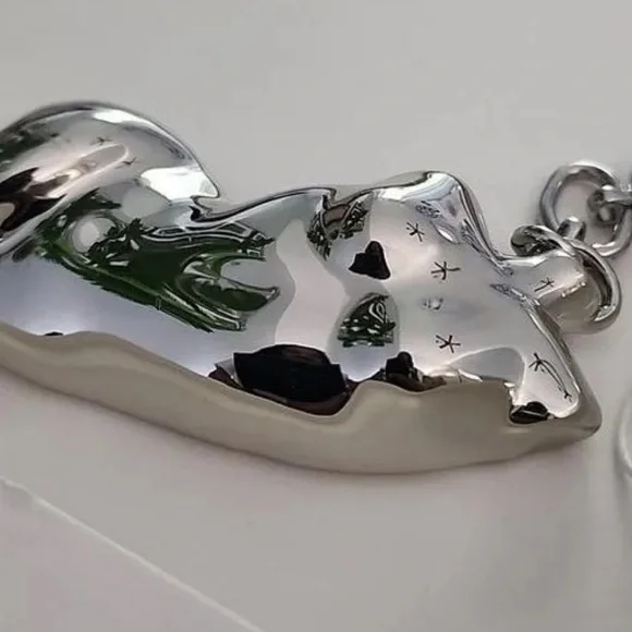 Zara Abstract Sculptured Torso Body Silver Chain Link Necklace Bold Artsy NWT - Picture 11 of 12